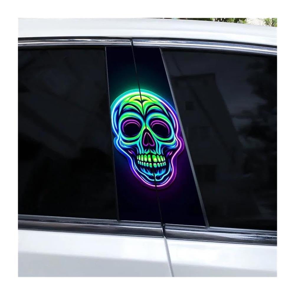 Body Parts 1pair Cool Skull Car B-Pillar Decoration Sticker Vinyl Cover Scratch Decal(F)