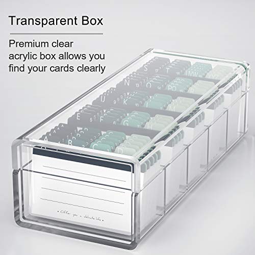 Maxgear Business Card Holder, 2.2 X 3.5 Inch Index Card Business Card Organizer, Business Card Box With 6 Dividers Holds 600 Cards, A-Z Tabs, Recipe Card Holder, 10 X 4.2 X 2.8 Inches #TOP5