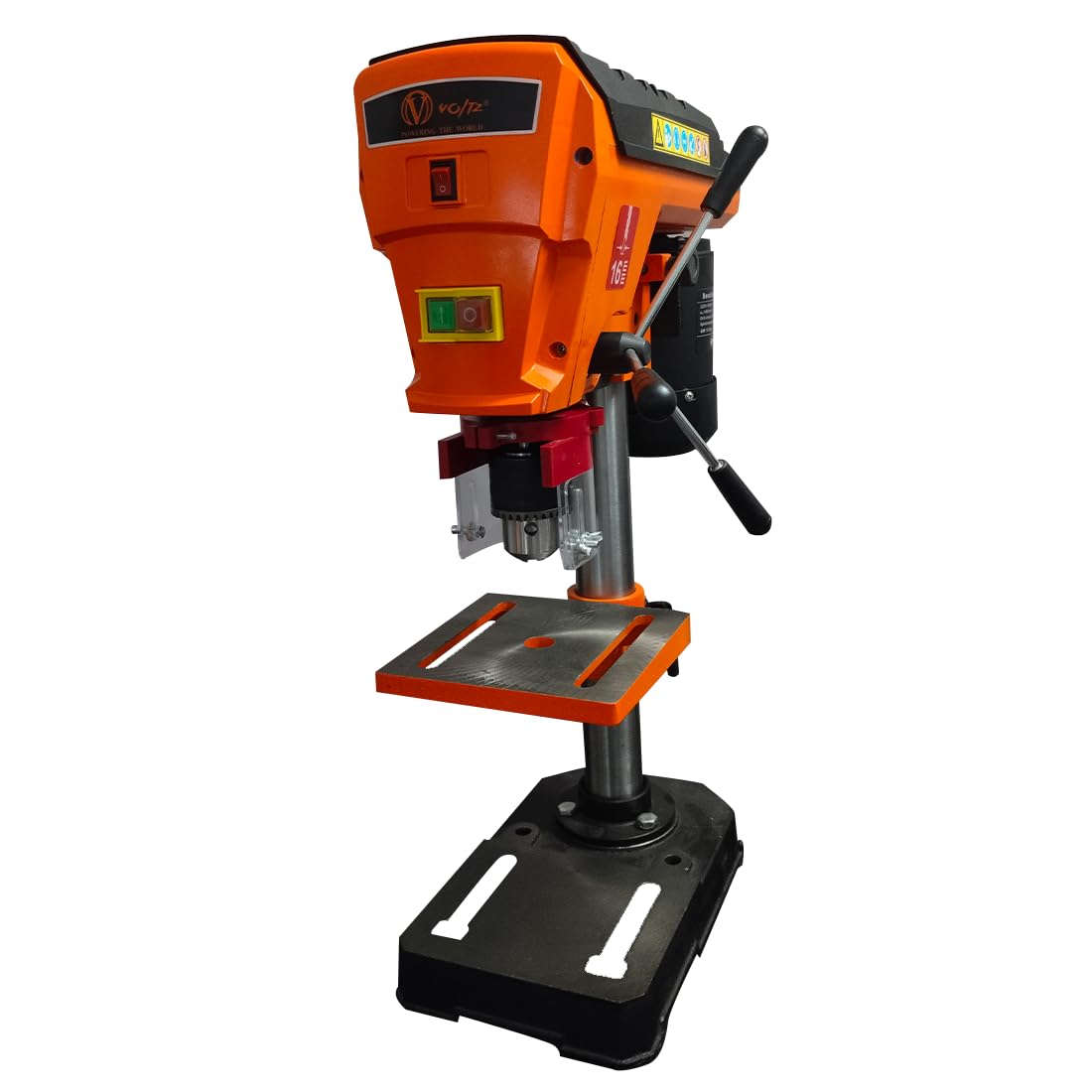 VOLTZ Vz-Dp16 1.8-Amp 8-Inch 9-Speed Cast Iron Bench Drill Machine Benchtop Drill Press For Wood Working With Led Light,Black/Orange(400W, 0.62 Inches)