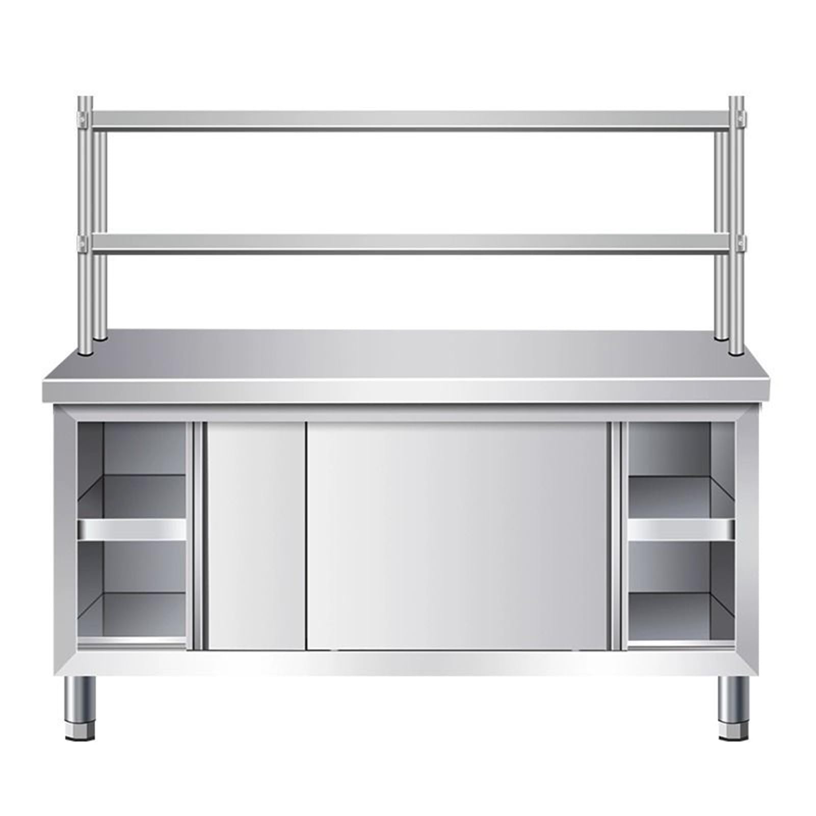 Table acier inoxydable plan de travail meuble rangement étagère cuisine