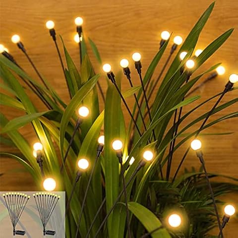 Firefly Solar Gartenleuchten,2 Stück Glühwürmchen Gartenlichter,2 leuchtenden Modi,Wasserdicht,wetterfest solar bodenleuchten aussen Cover