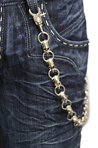 TFJ Men Fashion Wallet Chain Chunky Links Metal Skulls Jeans Keychain Skeletons Fashion Jewelry Silver4
