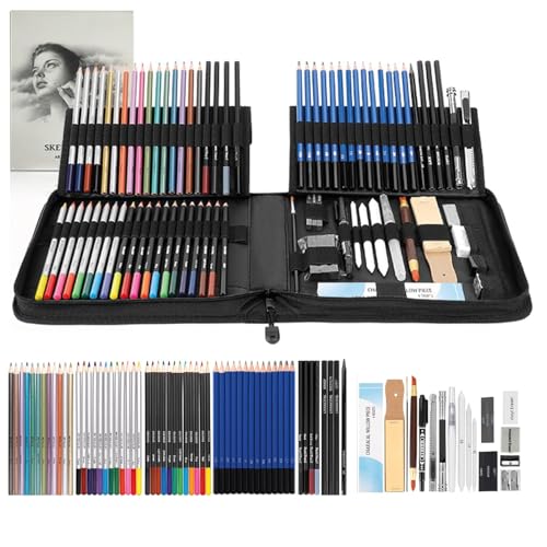 Image of Artownlar 100% Non-Toxic 83 Pieces Professional Sketching Kit for Artists, Shading Drawing Case with Premium Graphite Charcoal Sketch Pencil Kit, Drawing Kit, Art Supplies, Best Gift for Artists, DIY