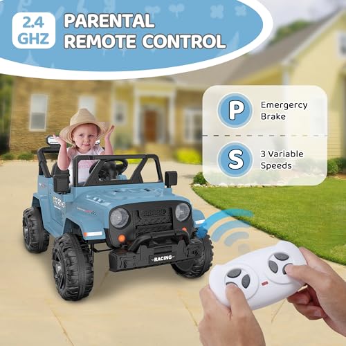 image for Arbeli 12v Ride On Truck Car With Remote Control, Kids Electric Vehicl