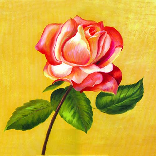 Toile art peinture rose fleurs coloré 60x60 cm sans cadre affiche murale KEBIA pour salon