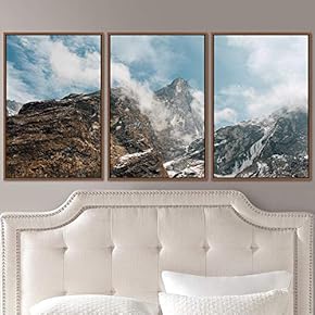 signwin 3 Piece Framed Canvas Wall Art Mountain...