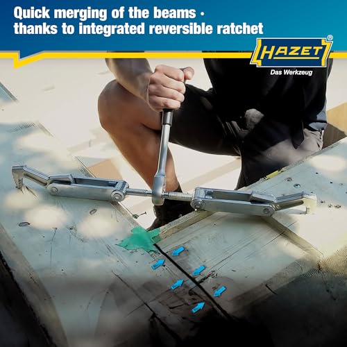 Image of HAZET Beam Puller 1774-1, Forged for Heavy Duty, Clamping Stroke: 4.53 inch, Total Width: 17.32 inch, Ratchet Length: 10.83 inch, Trapezoidal Thread TR 16 X 5, For Clamping, Pulling