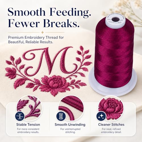 Image of Simthread 5500Yds /5000M 40WT Polyester Embroidery Thread Royal Purple 869 | High-yardage 5000M spool offers smooth feeding and stable 40WT polyester thread for home and commercial embroidery machines.