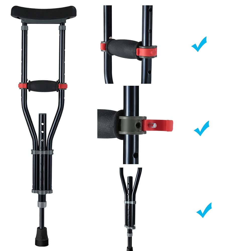 Muletas para las axilas para niños, muletas ajustables de aluminio para caminar, muletas médicas negras con almohadilla para las axilas y empuñadura, adecuadas para una altura de 3' 2''-4' 4'' (tamaño