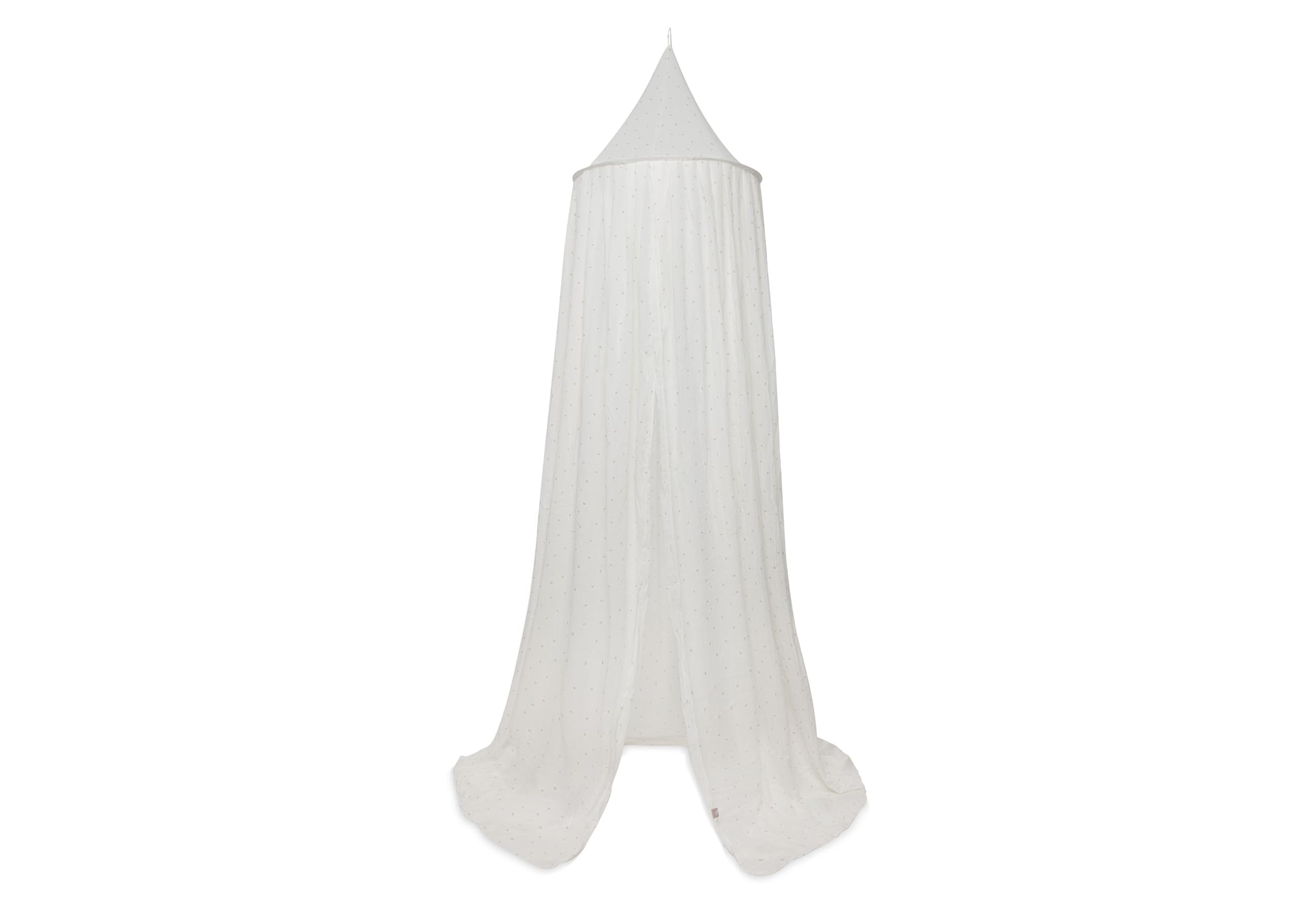 Jollein Baldaquin - Leafs - 245 cm - Effet Froissé - Ciel de Lit pour Chambre Bébé - Certifiée Oeko-TEX - Ivoire à Feuilles Brun Clair