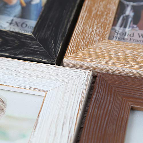 Ddaoty 5X7 Picture Frame, Wooden Photo Frame, Set Of 4, Made Of Solid Wood With Mat, High Definition Real Glass For Tabletop Or Wall Display, 4 Pack, Rustic Wood #TOP1