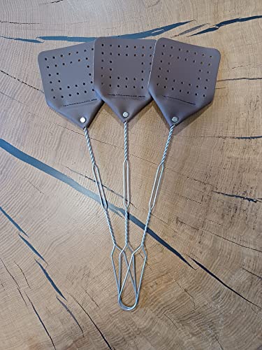 Hope Woodworking Leather Fly Swatter Set (3 Pack) – 17” Amish-Made Fly Swat w/Real Leather Paddle – Fly Swatters Multi Pack w/Metal Handle – Bug Swatter, Mosquito Swatter, Wasp Swatter (Chocolate) - Thumbnail 7