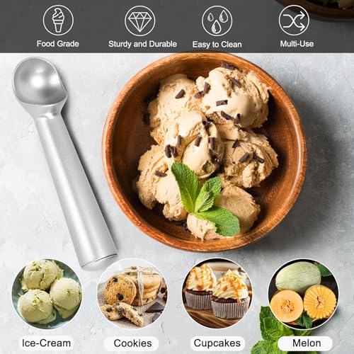 Ice Cream Scoop 2PCS, 7" One Piece Aluminum Scooper Spoon Heavy Duty Durable, Easy to Clean, for Gelato, Cookie Dough, Sorbet, Almond - Image 5