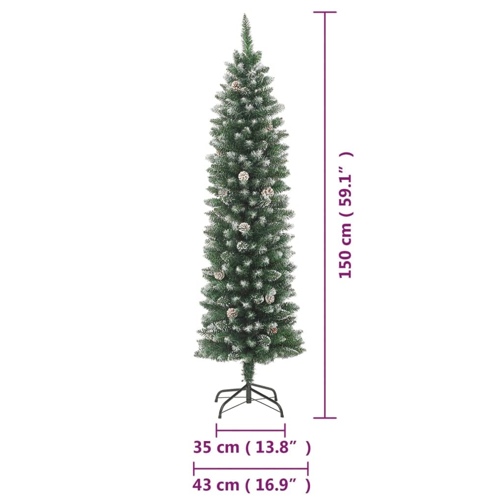 Albero Di Natale Con Luci,Albero Di Natale Foltoalbero Di Natale Artificiale Sottile Con Base 150 Cm Pvc Adatto Per Ingresso, Festa, Cortile, Giardino, Hotel, Negozio