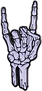 Rock Skull Enamel Pin Skull's Hand Brooch Lapel Pin Metal Enamel Horror Brooch Pin Halloween Accessory for Backpack Clothes Hat Decoration Badges for Women Men Girls Kids Gift Halloween