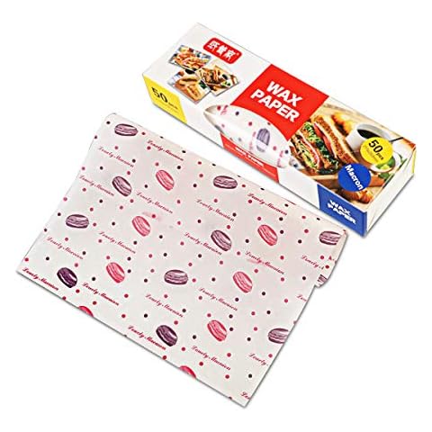 50 Sheets Wax Paper Greaseproof Paper Waterproof Food Wrapping Liners Tissue for Bread/Sandwich/Burger/Fries (Macaron) Cover