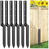 BAVNNRO 6PCS Fence Post Repair Kit, Heavy Duty Fence Post Repair Stakes, Anchor Ground Spike for Fix Broken Wooden Support