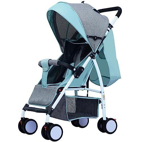 GABCHI Baby Stroller for Toddler, Foldable Aluminum Alloy Pushchair with Adjustable Backrest Bassinet Stroller for 0-36 Months Old Babies,Mint Green