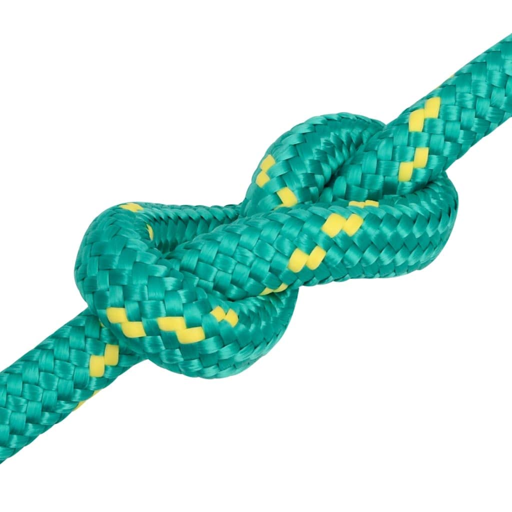 Cuerda de polipropileno verde de 20 mm y 25 m, 160 g por m, 2400 kg de resistencia a la rotura, resistente a la intemperie para vela, amarre, camping, exterior, jardín y taller