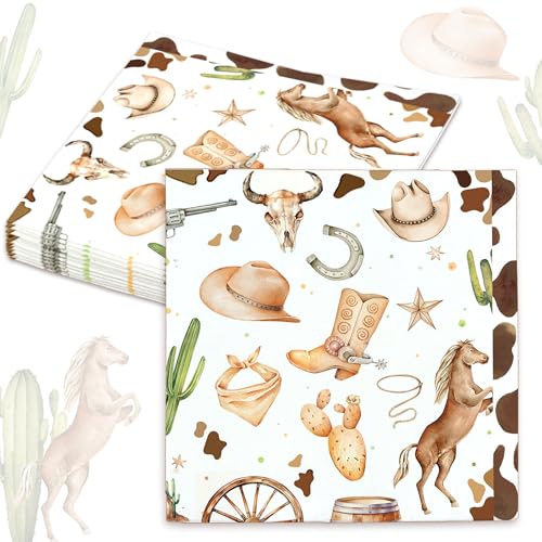JeVenis 20 serviettes fete cowboy accessoires decoration western theme far west pour anniversaire garcon et baby shower