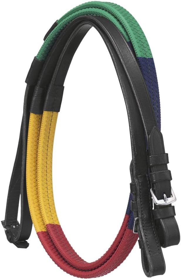 Tough 1 Silver Fox Rubber Grip Schooling Reins Black