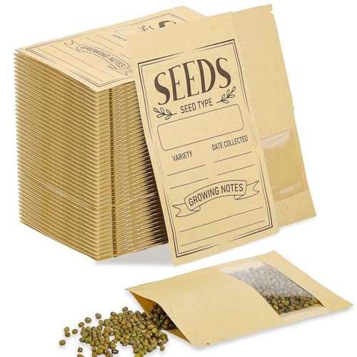 120 Pcs Seed Envelopes 3.54 x 5.5 In Resealable Window Packets Organizer