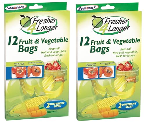 2x12 Sealapack Fruit & Vegetable Bags Fresher 4 Longer 2 Different Sizes Bundled by Smart Cutie