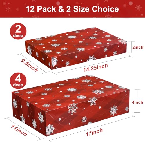 YANGTE 12 Pack Christmas Gift Boxes with Lids - Large 17" (4" Deep) & 14" (2" Deep) Gift Boxes for Present, Wrapping Robe, Shirt, Clothing - Image 3