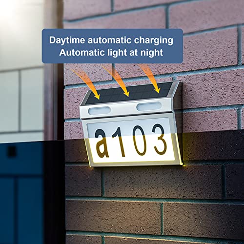 Creahappy Placa de endereço solar iluminada com luz solar para números de casa, à prova d'água, mon