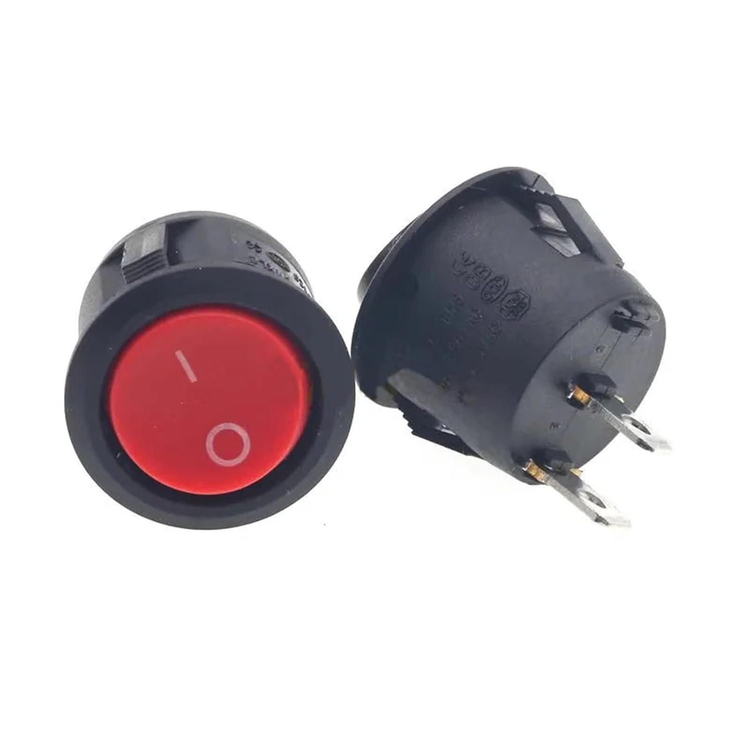 5/20Pcs Round Rocker Power Switch 6A 250V 2 Pin Position ON Off Boat Toggle Switches SPST Black Button Mini(2Pin Red,5PCS)