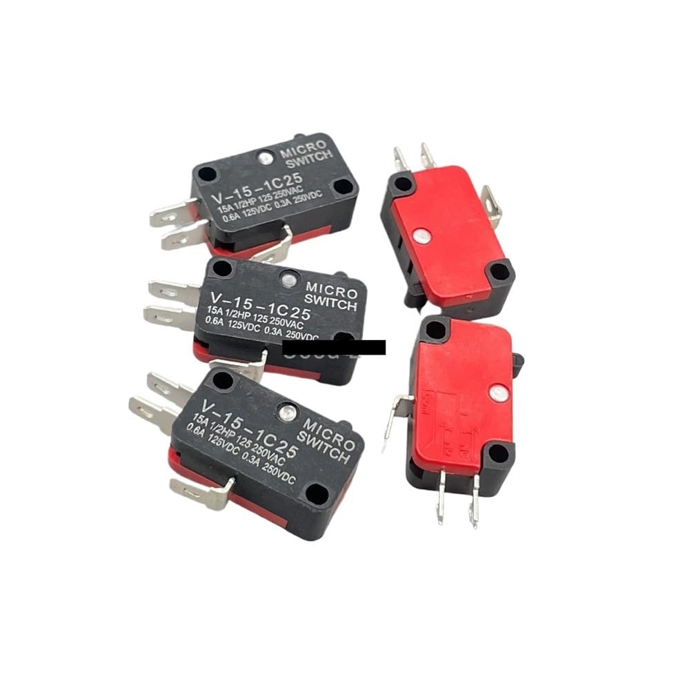 AARTERZZA 5PCS V-15-1C25 15A 250VAC Push Button SPDT 1NO 1NC MicroSwitch