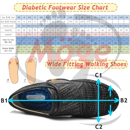 Diabetic Shoes for Women Wide Width Elderly Shoes Swollen Feet Non-Slip Air Cushion Bottom Fattening and Widening Lightweight Loafer Slip On Boat Wide Fit Trainers Men2