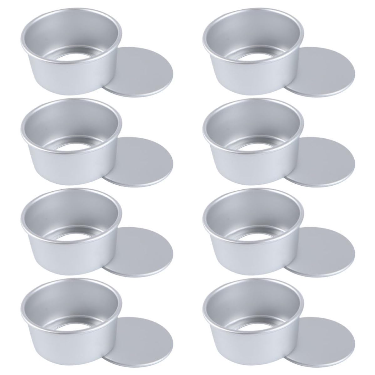 BETOOKY Molde Redondo de Aleación de Aluminio para Hornear Pasteles con Base Extraíble Diseño Desmontable 4 Pulgadas Paquete de 8 Piezas Adecuado para Cocina y Repostería