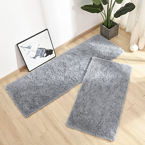 Chicrug Soft Area Rugs for Bedroom Living Room Plush Fluffy Rug 2x4 Feet, Shag Furry Area Rug Carpet Non Shedding for Nursery Children Kids Girls Room Home Decorative, Grey