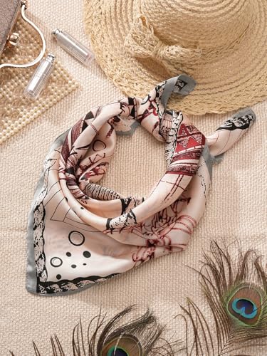 Image of Printed Poly Silken feel Scarf Stole for Women | Stylish, Soft, & Lightweight | Satin Feel Neck Scarf, Hair Scarf, Head Scarf for Women