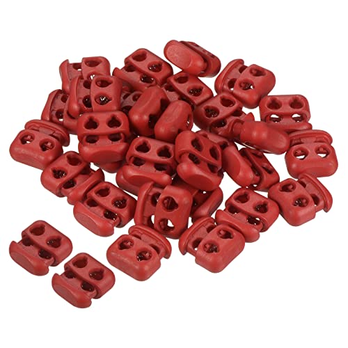PATIKIL Cord Locks, 30 Pack Oval Spring Toggle Stopper for Drawstring Bag Shoelaces Wine Red, 16x17mm