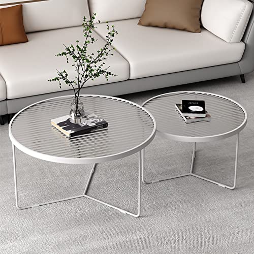 【Salvaspazio】 Il set di 2 tavolini da caffè è progettato per trasformare il tuo spazio abitativo con tavolini da tè grandi e piccoli per un look nidificato. Puoi sempre dividerli in un tavolino da cocktail o combinarli come tavolino da caffè. Moderno e industriale, il tavolino cattura facilmente l'attenzione degli ospiti e diventa il punto focale del soggiorno