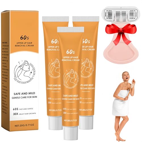 Crema depilatoria facial, nueva depiladora hormonal indolora (2025), suave y eficaz para rostro, labio superior y mentón. Para todo tipo de piel, mujeres, hombres y cuerpo (3 Piezas)