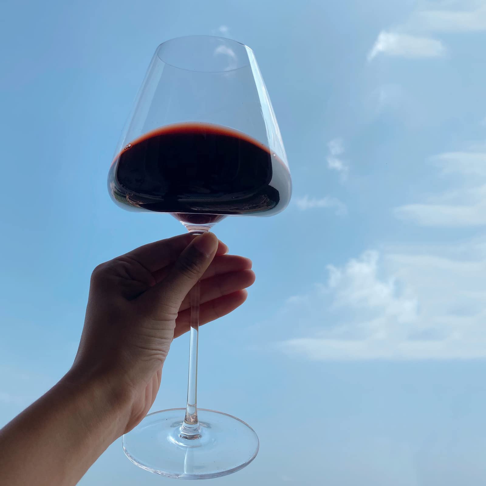 Set di 2 bicchieri da vino rosso in cristallo soffiato a mano, stelo lungo, grande capacità, per degustazione di vino, per matrimoni, anniversari, Natale, eleganti calici per occasioni speciali (680