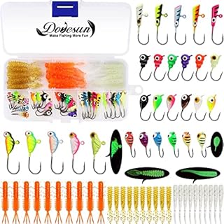 Dovesun Fishing Kit Ice Fishing Jigs Ice Fishing Lures Walleye Fishing Lures Crappie Jigs 58pcs