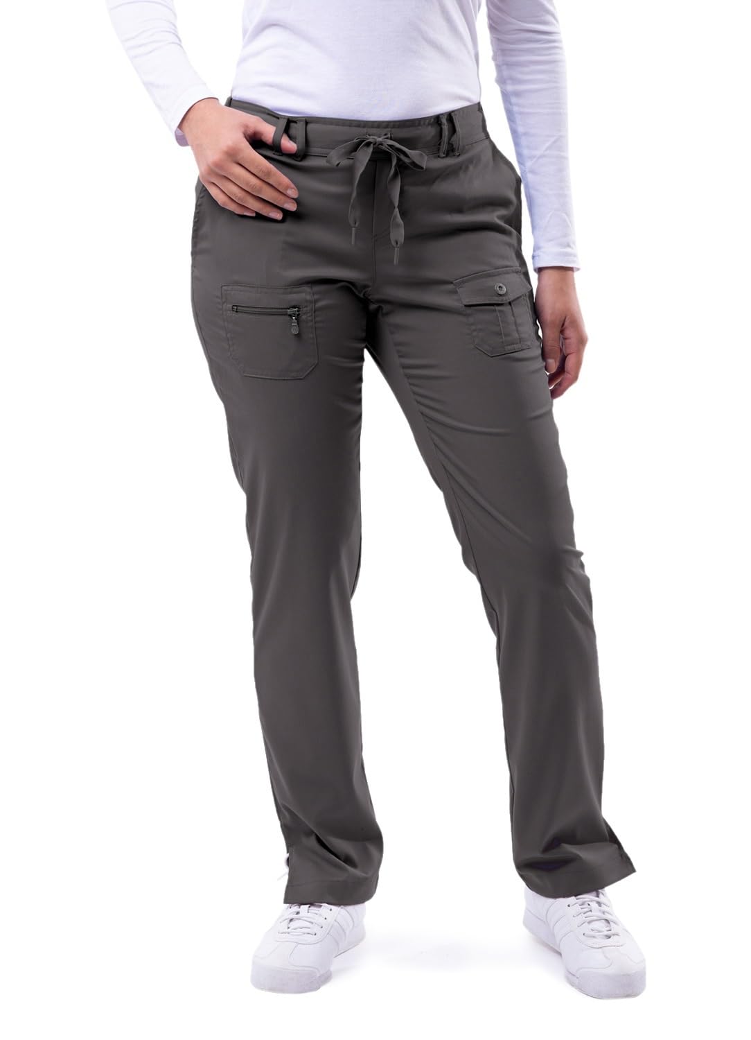 Adar Pro Scrubs for Women - Skinny Leg Yoga Scrub Pants - P4100T - Pewter - M