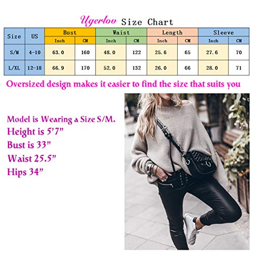Ugerlov LONG SLEEVE KNIT SWEATERS Women'S Oversized Sweaters Batwing Sleeve Mock Neck Jumper Tops Chunky Knit Pullover Sweater thumb #3