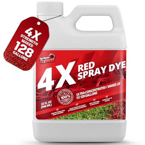 32oz 4X Red Spray Dye - Makes 128 Gallons of Concentrated Spray Pattern Indicator Dye, Ideal Fertilizer Marking, Lawn Turf Mark and Marker, Mark Where You've...