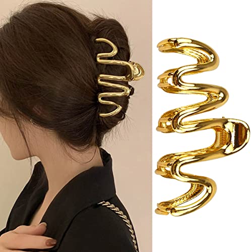 Pinza para cabello metálica diseño serpiente dorada miniatura 1