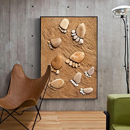 Toile impression affiche art galet plage pour décorer mur sans cadre - 2