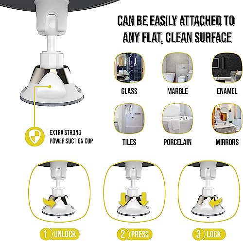 Luxo Shower Mirror, Shaving Mirror with a Razor Holder for Shower and Powerful Suction Cup - Shatterproof Shower Mirror fogless for Shaving, Fogless Mirror for Shower (Chrome) Luxo Shower Mirror, Shaving Mirror with a Razor Holder for Shower and Powerful Suction Cup - Shatterproof Shower Mirror fogless for Shaving, Fogless Mirror for Shower (Chrome)