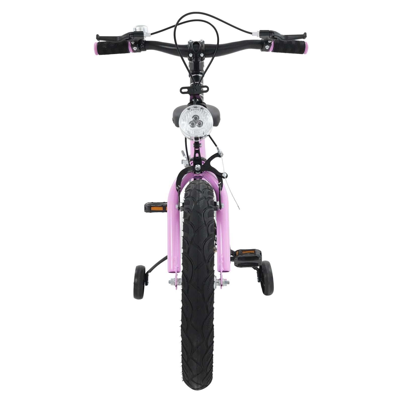 Vélo pour enfant 16 pouces pour filles et garçons à partir de 5 à 8 ans, avec roues stabilisatrices, lampe LED, réglage de la hauteur, alliage d'acier au carbone pour enfants garçons à