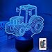 Lampe de tracteur 3D Night Light Lampe Illusion 3D pour enfants, 16 couleurs changeantes avec télécommande, décoration de la chambre comme cadeaux d'anniversaire de vacances de Noël pour les enfants