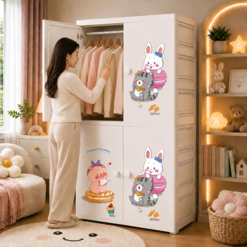 Image of HIWARE Premium Modular Wardrobe for Bedroom, Kids Room and Home | Spacious Clothes Storage Cabinet with Drawers and Shelves | Modern Stylish Design, Heavy Duty, Multipurpose Organizer -Sweet-Treats