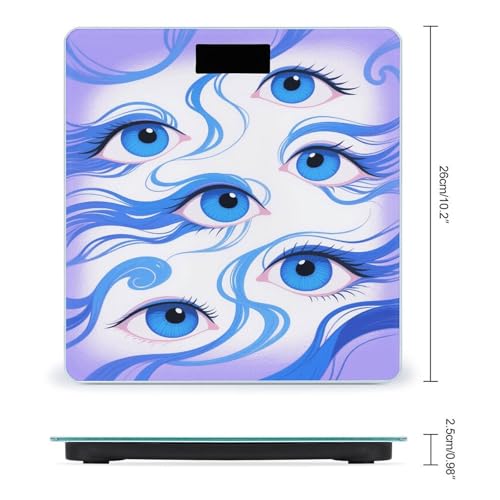 Báscula digital de baño ojo azul divertida, vidrio templado miniatura 2